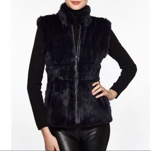 Linda Richards Rex rabbit fur reversible vest